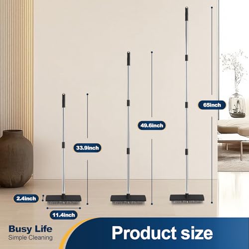 Yocada Stainless Steel Wire Scrub Brush with 65" Long Handle Heavy Duty Outdoor Wire Metal Brush Scrubber Broom for Deck Crack Patio Pavement Sidewalk Driveway Moss Remover