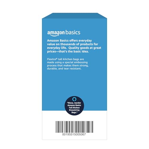 Amazon Basics Flextra Strength Tall Kitchen Drawstring Trash Bags, Fresh Scent, Tear Resistant, 13 Gallon, 90 Count - size: 90 Count (Pack of 1)