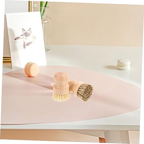 2Pcs Palm Brush Sturdy Kitchen Scrub Brushes for Pots Pans Dishes and Sink Cleaning Wood Handle with High Density Bristles for Grease Removal