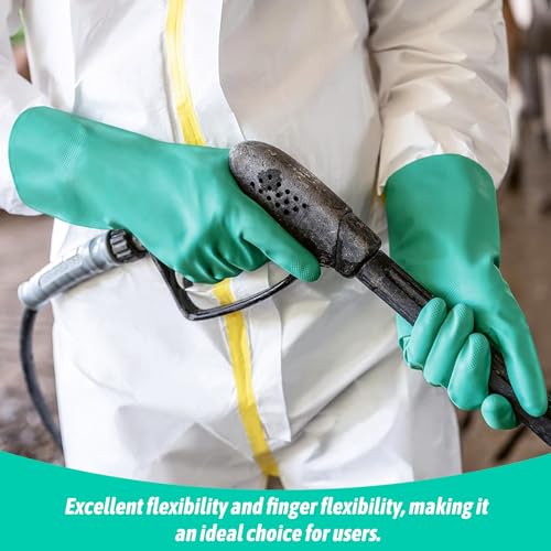 Reusable Waterproof Household Dishwashing Cleaning Rubber Gloves - color: Green-medium-2 Pairs