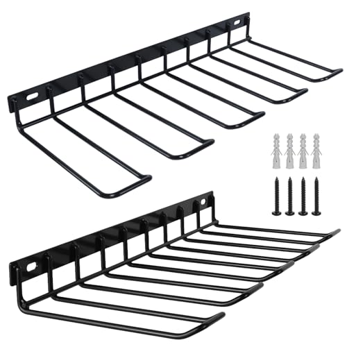 WellMade Power Tool Organizer Wall Mount, Drill Holder, 2 Pack Black Steel Drill Holder Wall Mount for Garage, Holds 4 Tools, 80LB Capacity, Easy Install with Screws & Anchors