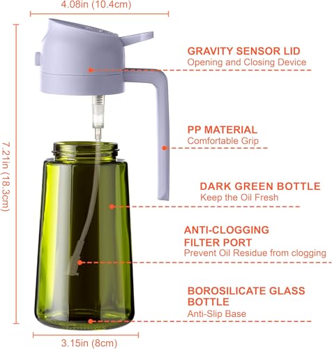 CXINYI - 16oz/470ml Olive Oil Dispenser for Kitchen with Stickers - 2 in 1 Olive Oil Sprayer for Cooking, Air Fryer, and Salad, Black&Purple (Light-Proof Kitchen Gadget) - color: Black&Purple