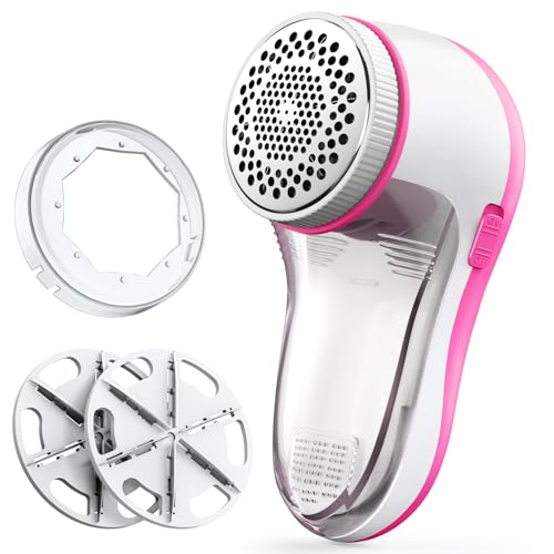 POPCHOSE Fabric Shaver, Lint Remover for Clothes, Electric Lint Shaver with 6-Leaf Blades, Sweater Shavers to Remove Pilling for Clothing, Couch, Furniture, Fuzz, Lint Ball, Bobbles, Pink - color: Pink
