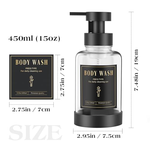 Luxspire Foaming Soap Dispenser, Glass Foam Pump Soap Dispenser, Non-Slip Hand Soap Bottle with 5 Waterproof Labels, 15 Oz Refillable Liquid Soap Bottle for Bathroom & Kitchen, Clear, 2 Pack - color: Clear