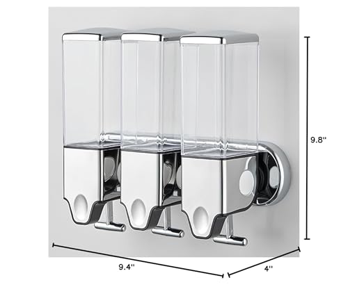 No-Drill 3 Pack 500ml Wall Mounted soap Dispenser for Bathroom and Kitchen, Shampoo and Conditioner Dispenser Drill Free with Adhesive (Clear-3) - color: Clear-2