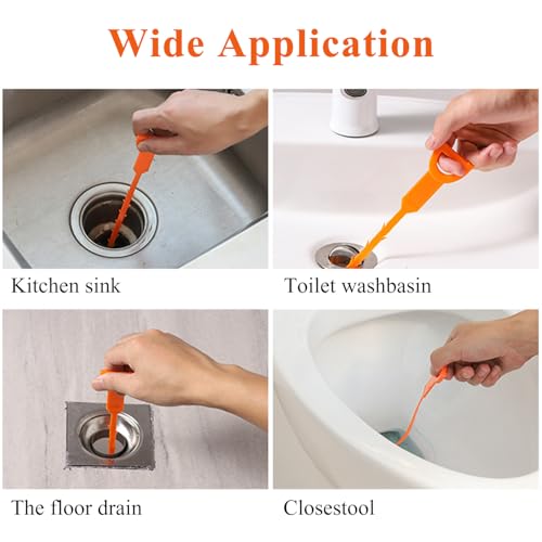Drain Snake Hair Drain Clog Remover Tool, 25-Inch Flexible Pipe and Tub Drain Strainers with Grip Handle, Hair Catcher for Bathroom, Sink, Bathtub, Kitchen, 5 Pack