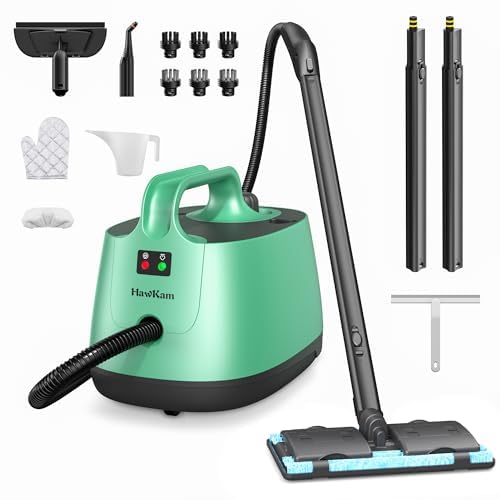 Carpet Steam Cleaner for Home, 293°F 58 PSI Powerful Multipurpose Handheld Steam Mop, 21 Attachments, 50Oz Capacity, Heavy Duty Steamer for Carpets, Floors, Cars, Tiles, Crack Cleaning, Turquoise
