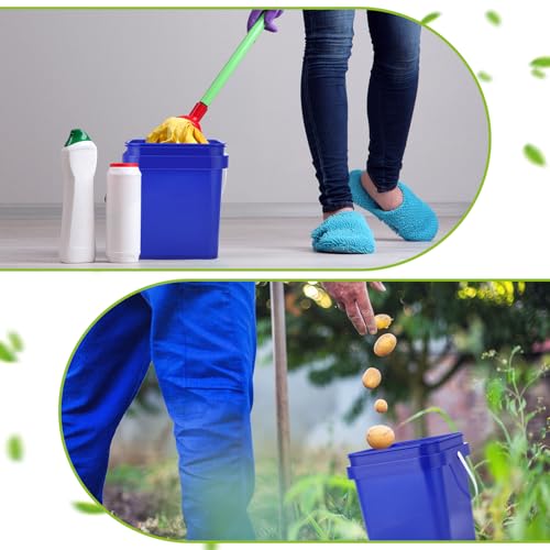 Suzile 10 Pcs Food Grade Square Bucket with Lid 1 Gallon Plastic Bucket 4.5L Utility Industrial Pail with Handle Container for Food Oil Tub Water Fishing Paint House Cleaning Car Washing (Blue) - color: Blue
