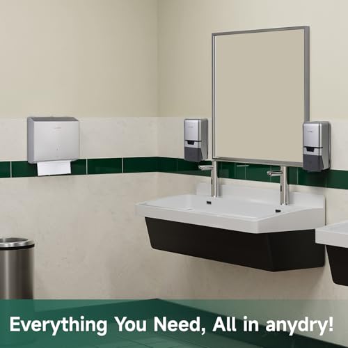 anydry Manual Liquid Soap Dispenser Wall Mount, 27oz (800 ml) Large Capacity for Commercial Bathroom - color: Silver