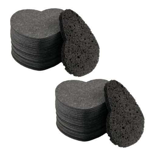100-Count Compressed Facial Sponges for Estheticians Heart Shape Natural Cellulose Sponge Professional Cosmetic Spa Sponges for Face Cleansing, Massage, Pore Exfoliating, Mask, Makeup Removal, Black - color: 100- Pack Black