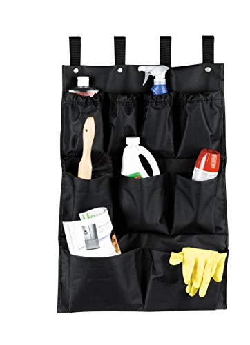 – Sturdy Metal & Polyester Housekeeping Cart Organizer, Storage for Cleaning & Janitorial Supplies, Cart Bin & Accessories for Hotel, Dorms, Offices, Rooms - (9 Pocket Black)