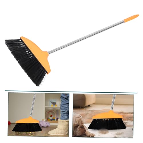 PRETYZOOM Stainless Steel Handle Soft Bristle Broom Dust Pan Wide Angle Floor Sweeper for Home Kitchen