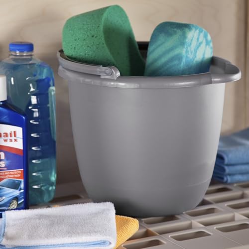10 Quart Spout Pail, Heavy Duty Plastic Cleaning Bucket with Controlled Pour Spout & Comfort Grip Handle for Home Garage Bathroom