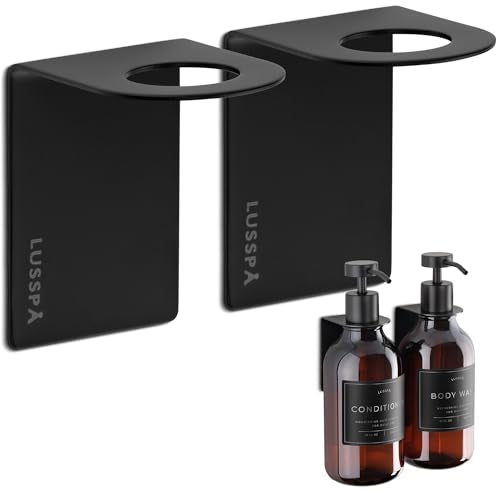 Wall Mount Soap Dispenser Holder, 2 Pack – 304 Stainless Steel, 2.95"×1.97"×2.56", 1.1" Neck Fit, No-Drill Peel & Stick Adhesive, Rustproof, Fits LUSSPA Bottles (Matte Black) - color: Matte Black