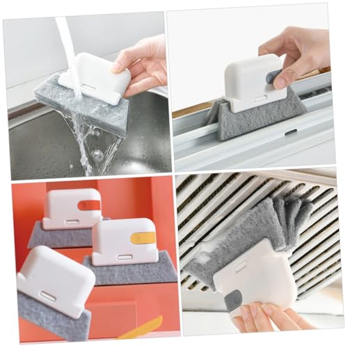 3pcs Multifunctional Groove Cleaning Brush Set Soft Brush for Window Track Crevice Gap Cleaning Tool for Home Office Use Gray Ginger Orange Red