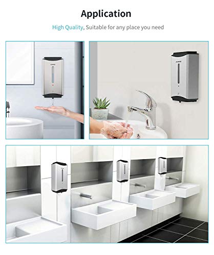 AIKE Automatic Soap Dispenser Commercial Wall Mounted Liquid Dispenser Polished Stainless Steel Finish 1100ml Large Capacity - color: Polished Stainless Steel