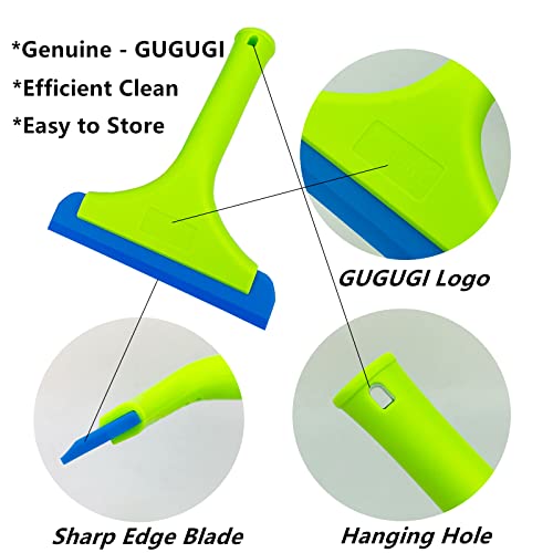 Super Flexible Silicone Squeegee, Auto Water Blade, Water Wiper, Shower Squeegee, 5.9'' Blade and 7.5'' Long Handle, for Car Windshield, Window, Mirror, Glass Door, Green+Lake Blue - color: Green+lake Blue