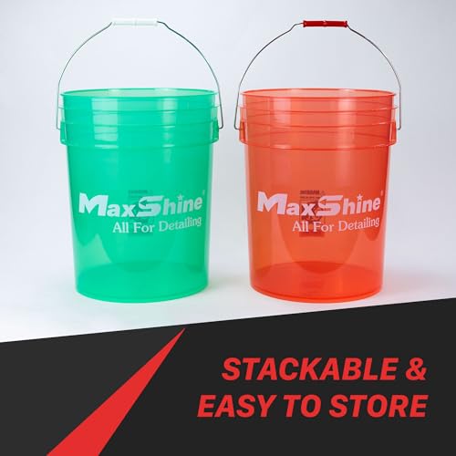 Maxshine 5 Gallon Universal Detailing Bucket (Green) – Car Wash Bucket for Scratch-Free Washing, Garage Storage & Detailing Tools – Holds Soap, Foam Cannon, Microfiber Towels & More - color: 5g Bucket (Green)