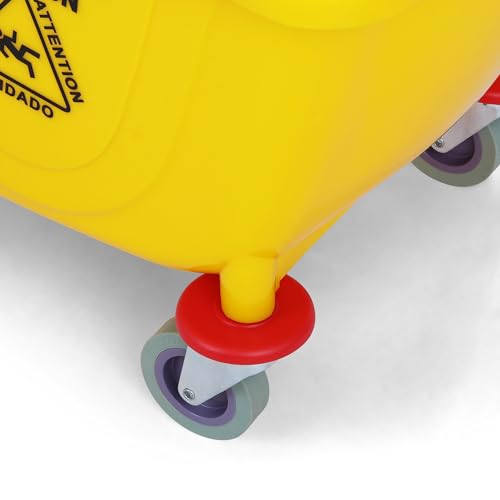 Simpli-Magic 79358 Commercial Mop Bucket with Side Press Wringer, 26 Quart, 14.75"L x 12.95"W x 19.95"H, Yellow - size: 26 Quart