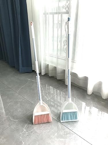 Mini Broom with Dustpan for Kids,Little Housekeeping Helper Set (White+Blue) - color: White+blue