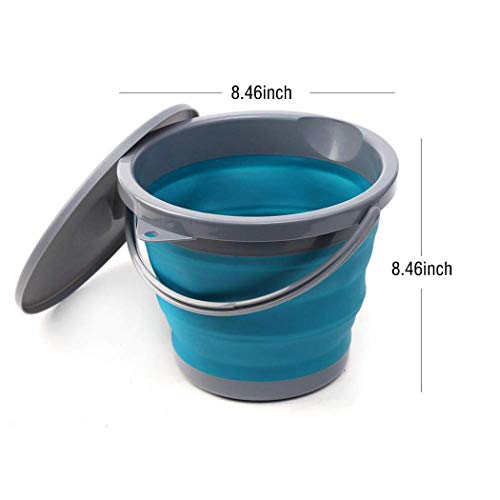 Ahyuan Collapsible Water Bucket with Locking Lid Multifunction Foldable Round Tub Water Pot Portable Water Pail Space Saving Water Container for RV, Camping, Marine, Outdoor Activities and Home (Blue) - color: Blue,green
