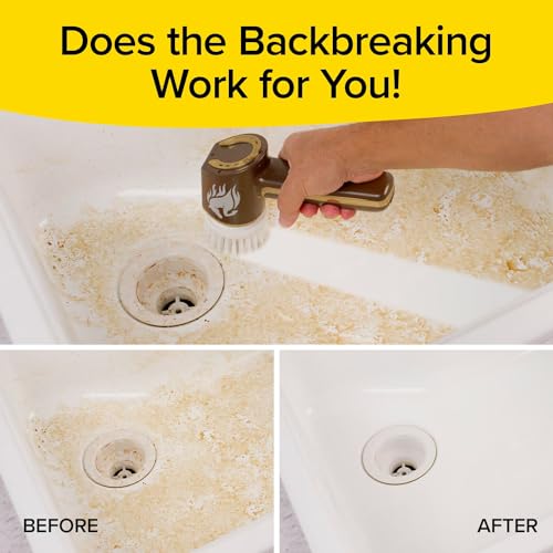 Horsepower Scrubber Gold Edition, Longer Battery Life, Electric Power, Rechargeable, Spins 350 RPM, Waterproof, 5 Brush Heads, AS SEEN ON TV, Cleans Dirt & Grime: Bathrooms, Kitchen, Indoors/Outdoors - style: Extra Battery Life