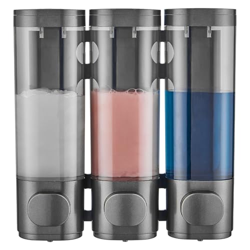 Shampoo and Conditioner Dispenser 3 Chamber No Drill,Shower Soap Pump Dispenser Wall Mounted,Body Wash Dispenser,Shower Gel Shampoo Holder for Bathroom Accessories, (Gun 3) - color: Gun 3