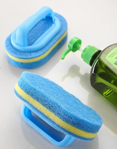 Cleaning Brush for Bathroom, Kitchen, Bathtub, Toilet, Multi-Surface Shower Cleaner & Toilet Brush Cleaner with Comfortable Handle(Blue) - color: Blue