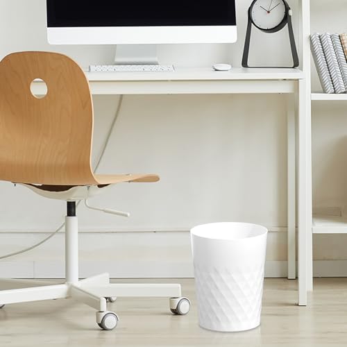 JiatuA 3 Pack Small Trash Can with Trash Bags Bathroom Garbage Bin Round Plastic Waste Basket for Kitchen, Bedroom, Office, College Dorm, Craft Room, White - color: White