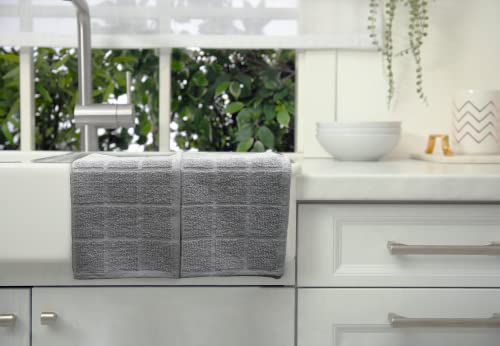 100% Cotton Terry Dish Cloth & Dish Towel, 6 Pack, Super Soft and Absorbent Kitchen Towels, Perfect for Kitchen Cleaning and Dish Washing (Grey 6 Pack) - color: Grey 6 Pack