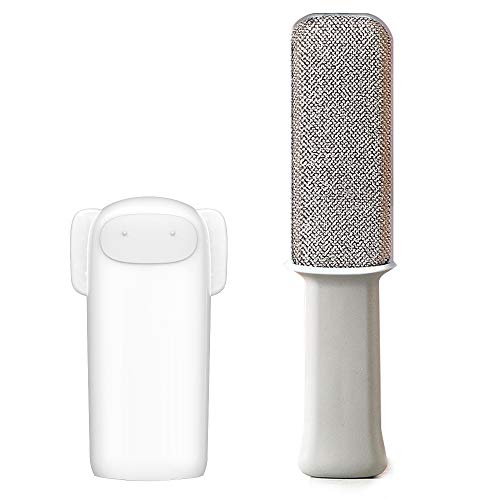 Pet Hair Remover Brush Removal - Portable Dog or Cat Fur Cleaner Tool for Furniture, Carpet, Clothing, Car Seat Self-Cleaning Base Efficient Double-Sided Perfec (White) - color: White