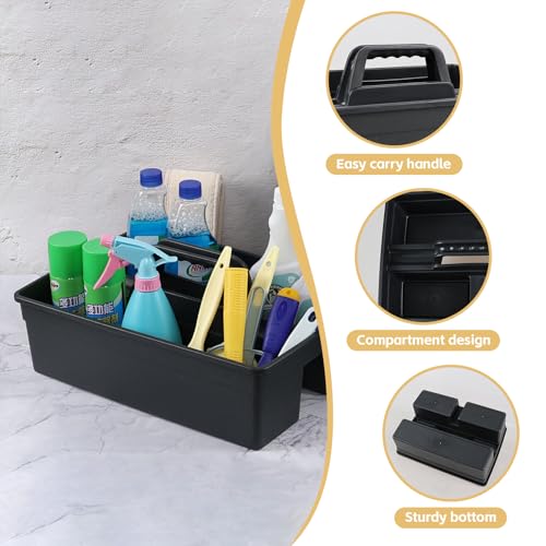 6 Pack Cleaning Organizer Caddy with Handle, Plastic Carry Caddy for Cleaning Products