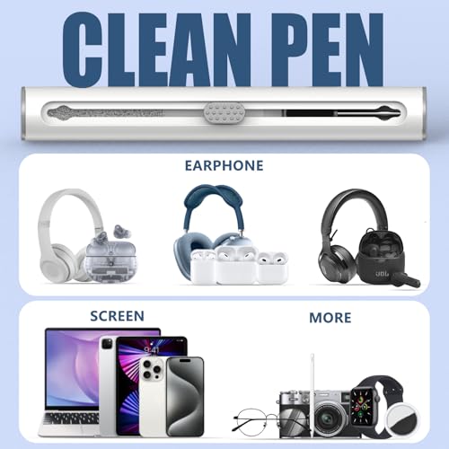 Inesore Cleaner Kit for Airpods Pro 3 2 1 Series,Multi-Function Cleaning Pen Tool for Earbuds Headphone iPhone Camera Electronic Devices,with Soft Brush Flocking Sponge -White - color: A1-White