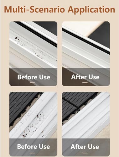 2 in 1 Groove Cleaning Brush Window Track Cleaning Tools,Multifunction Hard Bristle Crevice Cleaning Brush with Hidden Scraper, Grout Cleaner Grip Brush for Sliding Door Track(White,1PCS)