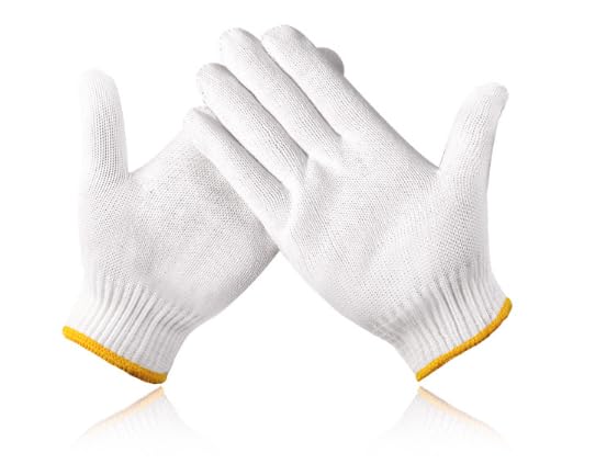 Unisex white cotton polyester knittedsafety gloves,suitable for gardening,warehouse,cooking work-12/36/240 pairs - color: A-white (12 Pairs) No Dots
