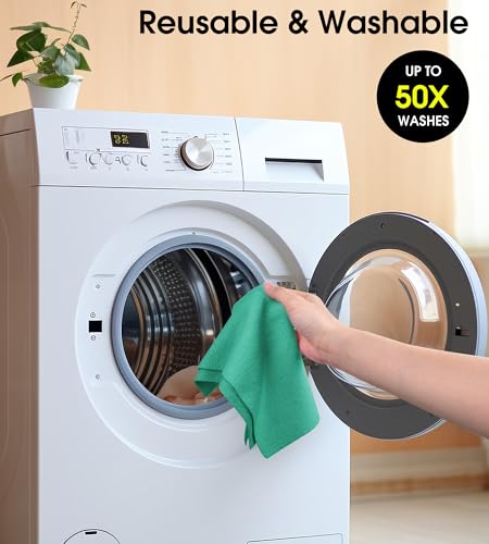 KitchLife Microfiber Cleaning Cloth Roll - Tear-Away Reusable Microfiber Paper Towels, Lint-Free, Washable, 20 Sheets for Kitchen, Car, Dishes, and Sensitive Surfaces (Emerald Green) - color: Emerald Green