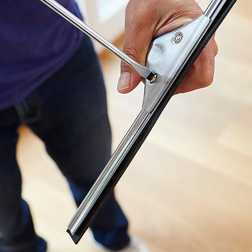 Unger Professional 12” Stainless Steel Window & Glass Cleaning Squeegee with Replacement Rubber - Cleaning Supplies, Heavy Duty Squeegee for Window Cleaning, Streak Free Results