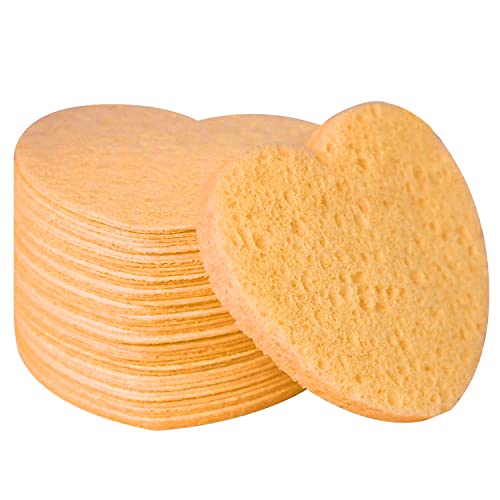 50-Count Facial Sponges Compressed, 100% Natural Cellulose Face Sponge Professional Cosmetic Spa Sponges for Face Cleansing, Exfoliating Mask, Makeup Removal for Travel and Home, Deep Yellow - color: 50- Pack Deepyellow