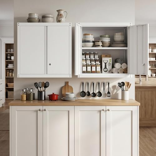 Metal Wall Cabinet,Garage Wall Mounted Cabinets,Steel Locking Cabinet,Metal Wall Cabinets for Office,Wall Cabinets with Doors and Shelves,Garage Cabinets for Home,Basement - color: 28"h-wall Cabinet / White