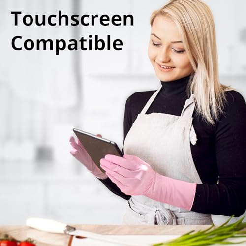 SwiftGrip Disposable Nitrile Dishwashing Gloves, Extended 12 Inches Cuff, 6-mil, Cherry Blossom Cleaning Gloves, Latex-Free - size: Medium