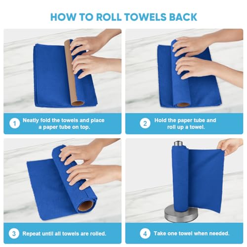 AIDEA Microfiber Cleaning Cloth Roll, 50PK, Reusable Paper Towels Tear Away Cloth, Microfiber Towels Washable Shop Rags, Lint Free Cleaning Rags for House, Kitchen, Window, 11.5"×11.5", Dark Blue - color: Dark Blue