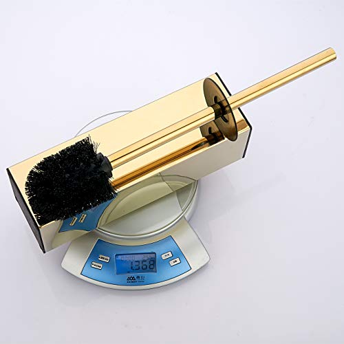 BGL Freestanding Solid Stianless Steel 304 Toilet Bowl Brush and Holder for Bathroom Storage and Organization - Space Saving, Sturdy, Deep Cleaning, Covered Brush (Gold) - color: Gold
