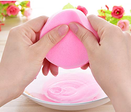 Facial Sponge Compressed,60 Pcs PVA Professional Makeup Removal Wash Round Face Sponges Spa Pads Exfoliating Cleansing for Women,Pink - color: Pink