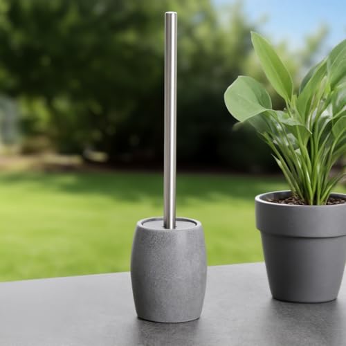 Clasin Home Toilet Bowl Brush and Holder with Stainless Steel Long Handle, Toilet Scrubber Brush with Durable Base, 360° Deep Cleaning Bristles for Bathroom, Compact Set for Small Space (Gray) - color: Gray