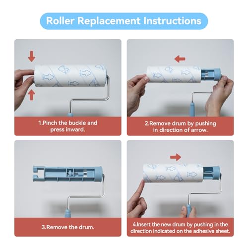 Large Lint Roller for Furniture, Pet Hair, Clothes, Extra Sticky, 6.3'' Giant Lint Roller