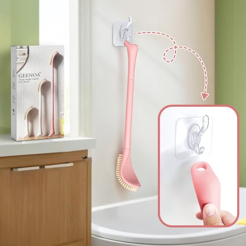 New Foot Brush & Foot Files Set(3PCS), 3-in-1 Foot Scrubber with Long Handle, 10.2’’-27.5’’Adjustable Foot Scrub Brush and 2 Upgrade Foot File Callus Remover, Gift-Box Packed(Pink+2*Foot File) - color: Pink Kit04
