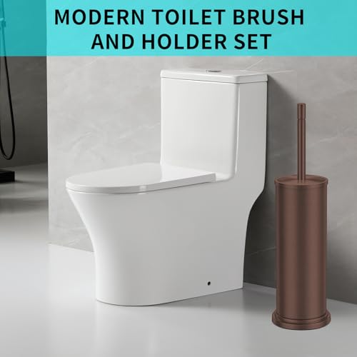 Bronze Toilet Brush and Holder Set,304 Stainless Steel Toilet Brush for Bathroom with Long Handle, Heavy Duty Toilet Bowl Brush,Removable Inner Bowl and Splash Protection,Deep Cleaning - color: Bronze