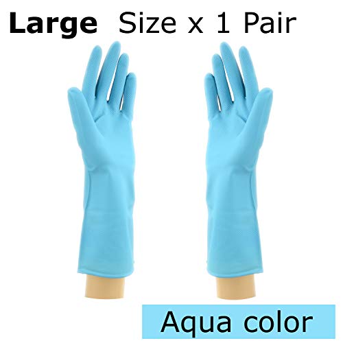 Star Gloves Cut Resistant long-lasting Latex Cleaning Gloves Reusable Kitchen Gloves durable Dishwash - color: Aqua, size: Largex1Pair