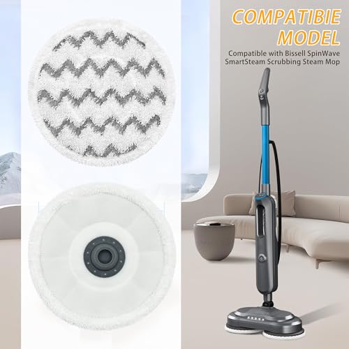 3897A / 3712 Rotating Steam Mop Pads Replacement for Bissell SpinWave Smart Steam Scrubbing Steam Mop Cleaner 【Models 3897A/3712 ONLY】, Washable Reuseable Refill Pads(6Pack) (6Gray)
