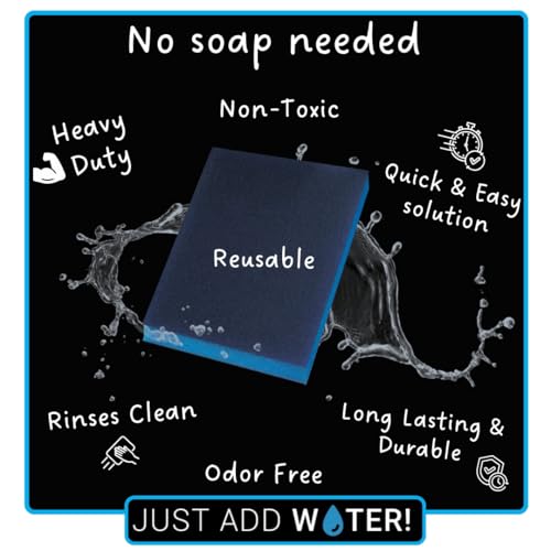 MAVERIK Heavy-Duty Scrubbing Pads, No Detergent Needed, Scouring Pads for Kitchen Cleansing, Bathroom Water Stains, Bathroom, Griddle, Grill & Household Cleaning Pads (3 Sets, 9 Pads)